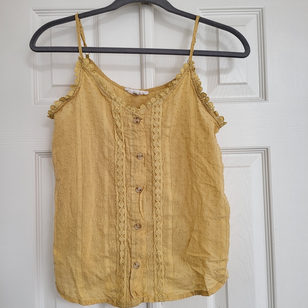 Mine 100% Cotton Button-up Yellow Tank Top Size Small - Picture 3 of 7